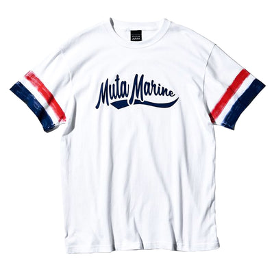 【MA2415】ACANTHUS x muta MARINE　ハンドペイントラインTシャツ / WHITE