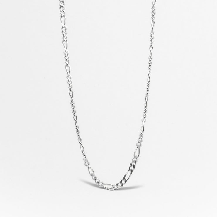 【N25COL00295】3+1 CURB CHAIN NECKLACE / POLISHED SILVER