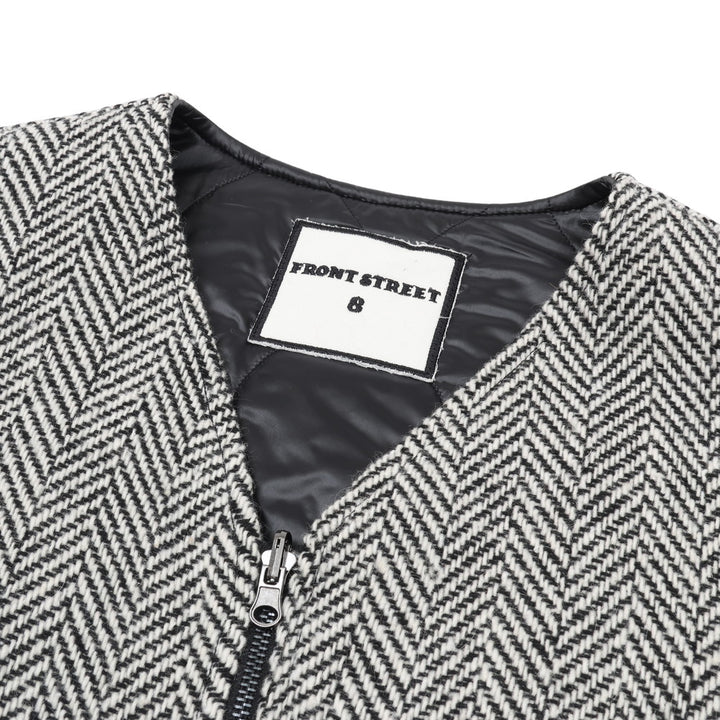 [FRONT STREET 8] Reversible Risk Vest with Quilted Interior and Wool Embroidery 30284/L (TOPS) 