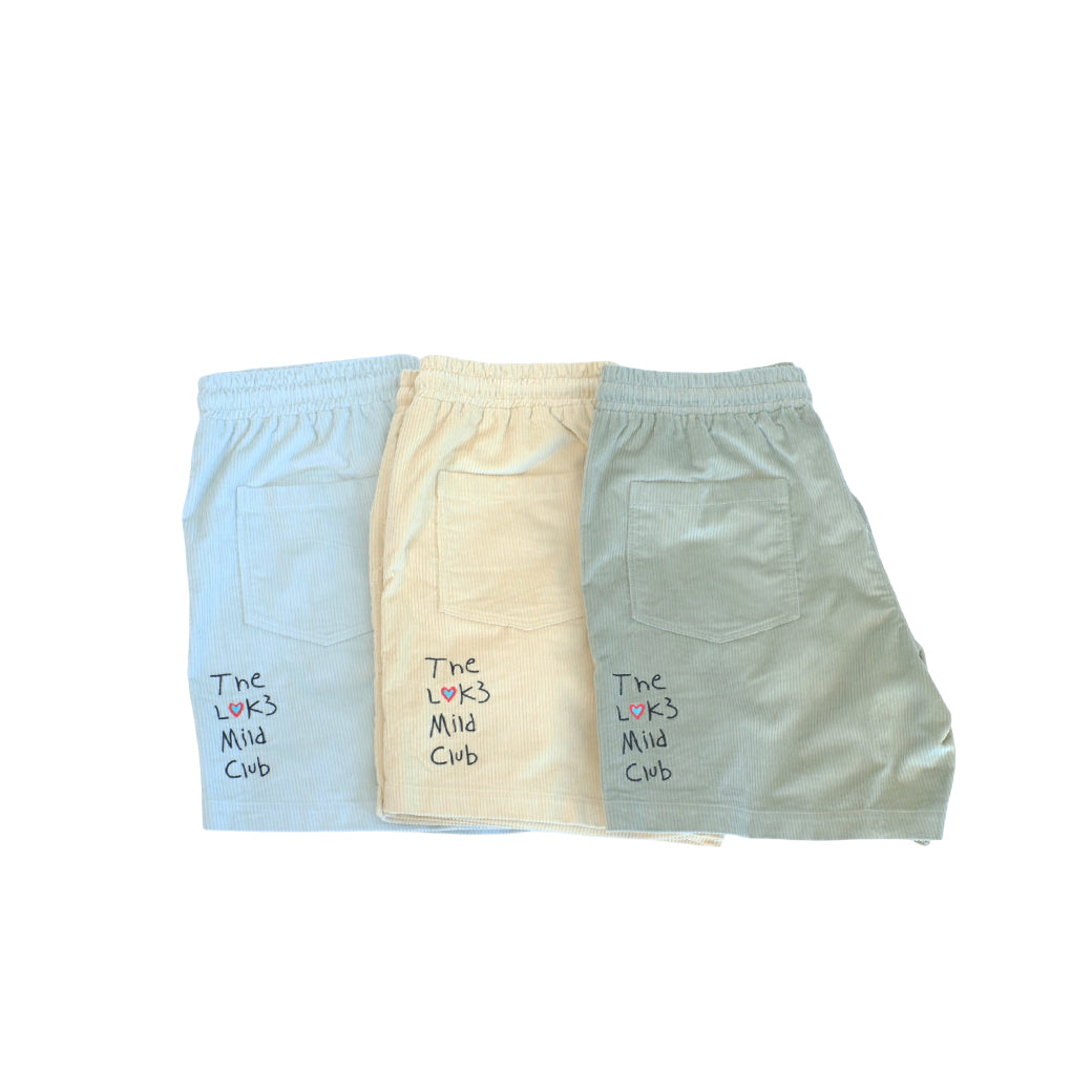 【L4K3】レーク×マイルドサンセット　コラボレーション コーデュロイショーツ【BLUE】