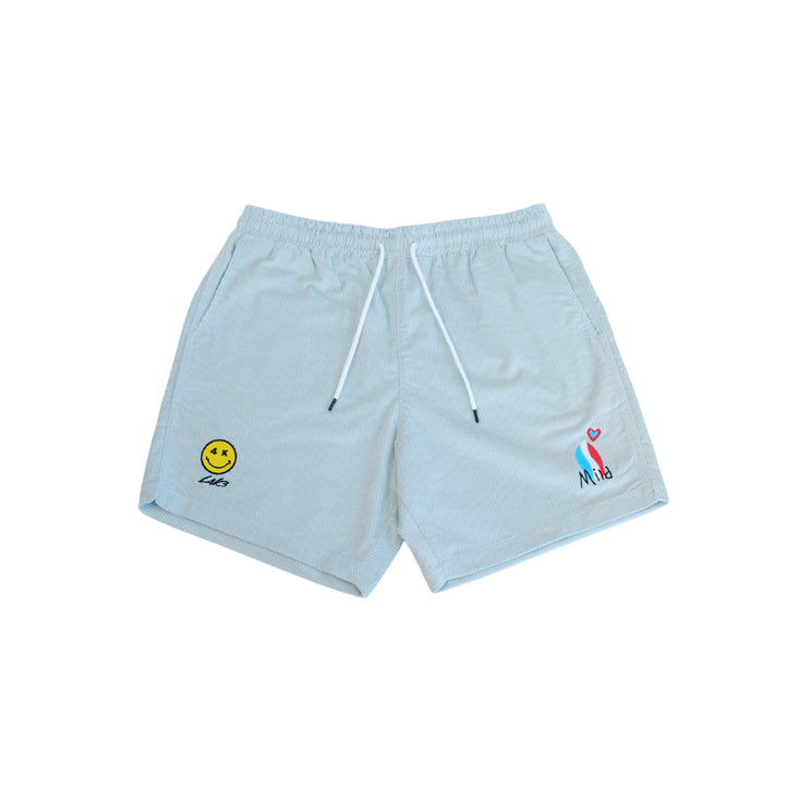 【L4K3】レーク×マイルドサンセット　コラボレーション コーデュロイショーツ【BLUE】