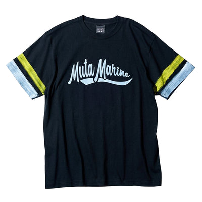 【MA2415】ACANTHUS x muta MARINE　ハンドペイントラインTシャツ / BLACK