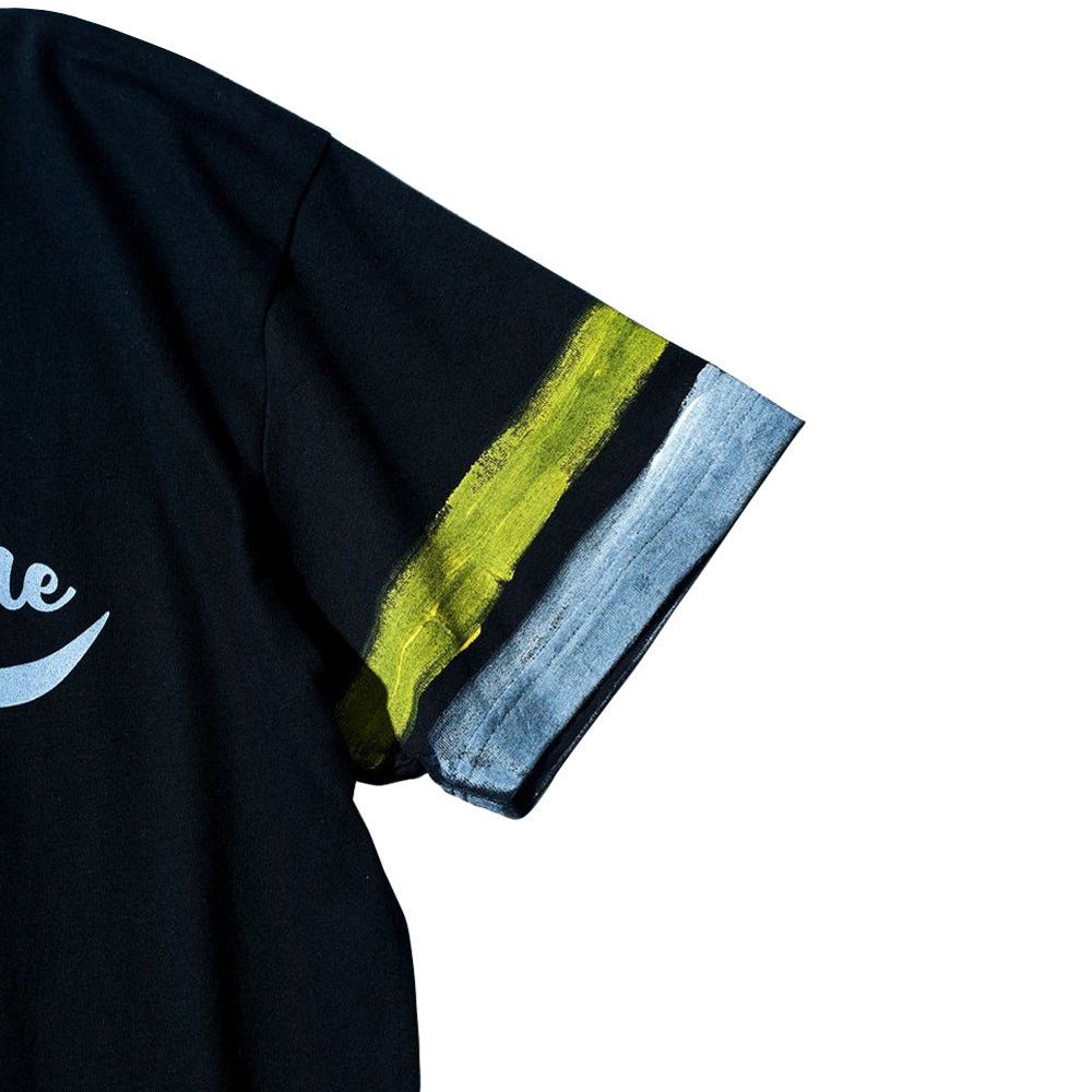 【MA2415】ACANTHUS x muta MARINE　ハンドペイントラインTシャツ / BLACK
