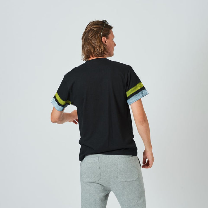 【MA2415】ACANTHUS x muta MARINE　ハンドペイントラインTシャツ / BLACK