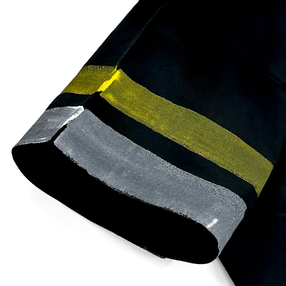 【MA2415】ACANTHUS x muta MARINE　ハンドペイントラインTシャツ / BLACK