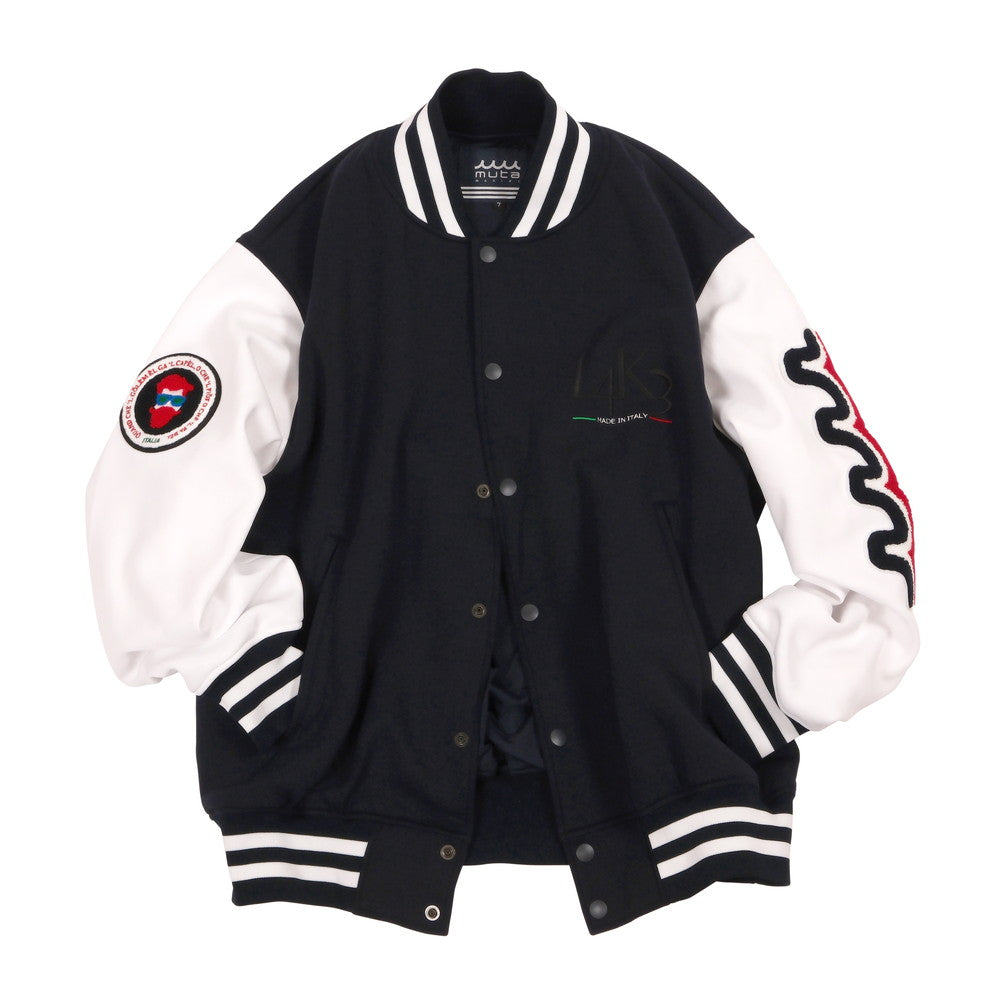 [L4K3 x muta] Stadium jacket [Navy x White] 