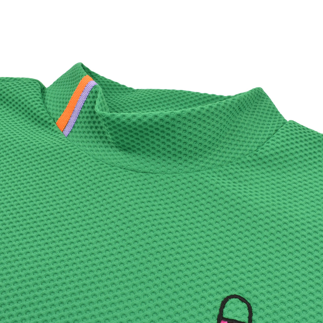 Ritmo Latino MILANO 2025 Spring/Summer Mock Short Sleeve Shirt, Mesh, Green (RLT-RL01) 