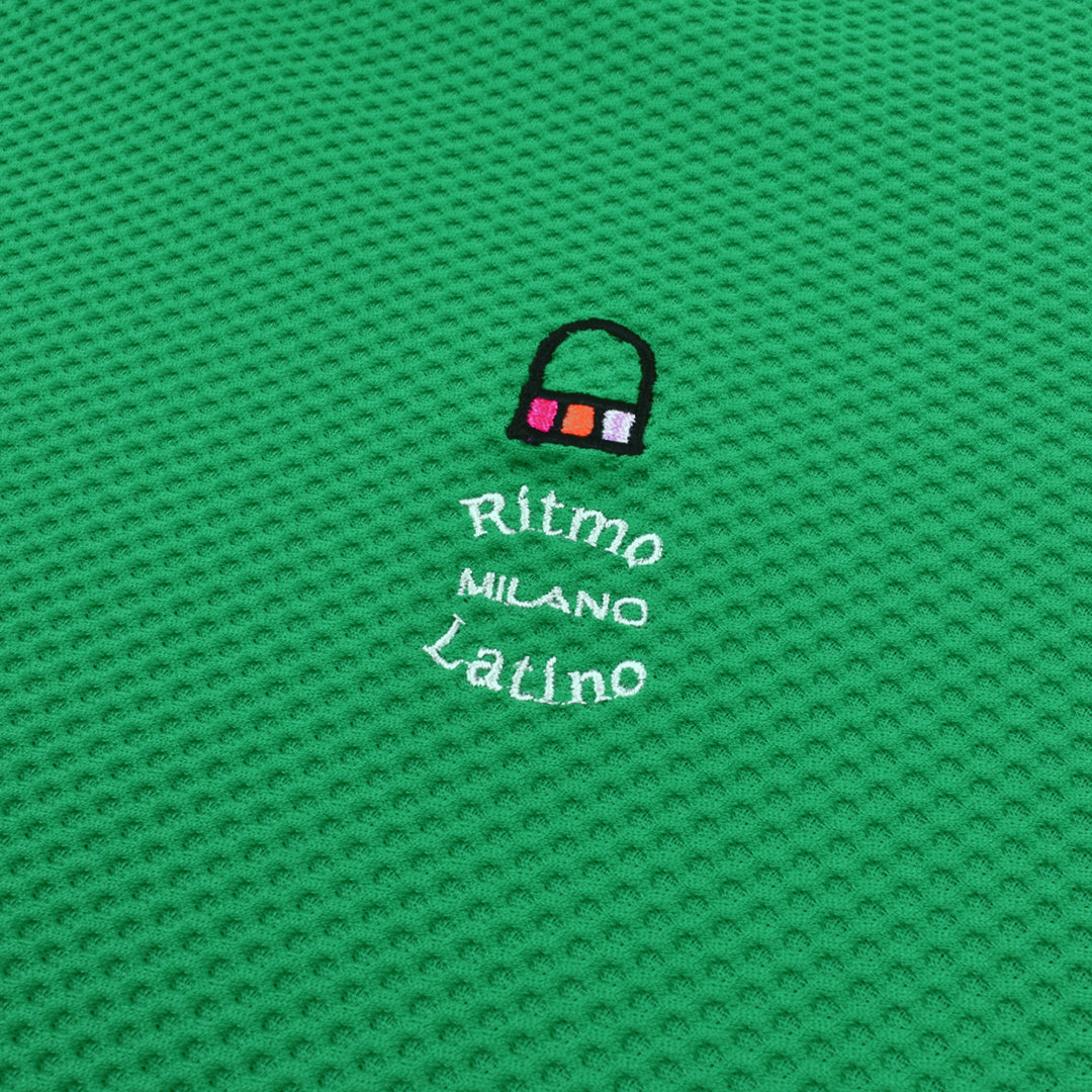 Ritmo Latino MILANO 2025 Spring/Summer Mock Short Sleeve Shirt, Mesh, Green (RLT-RL01) 