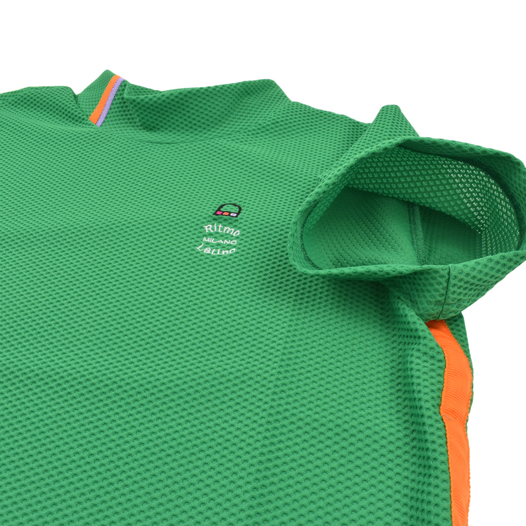 Ritmo Latino MILANO 2025 Spring/Summer Mock Short Sleeve Shirt, Mesh, Green (RLT-RL01) 