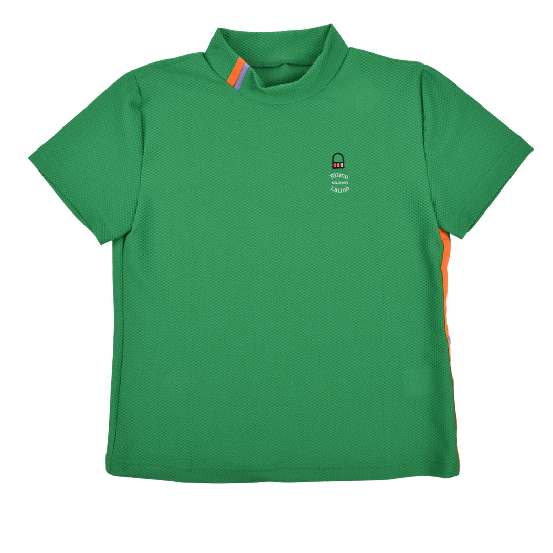 Ritmo Latino MILANO 2025 Spring/Summer Mock Short Sleeve Shirt, Mesh, Green (RLT-RL01) 