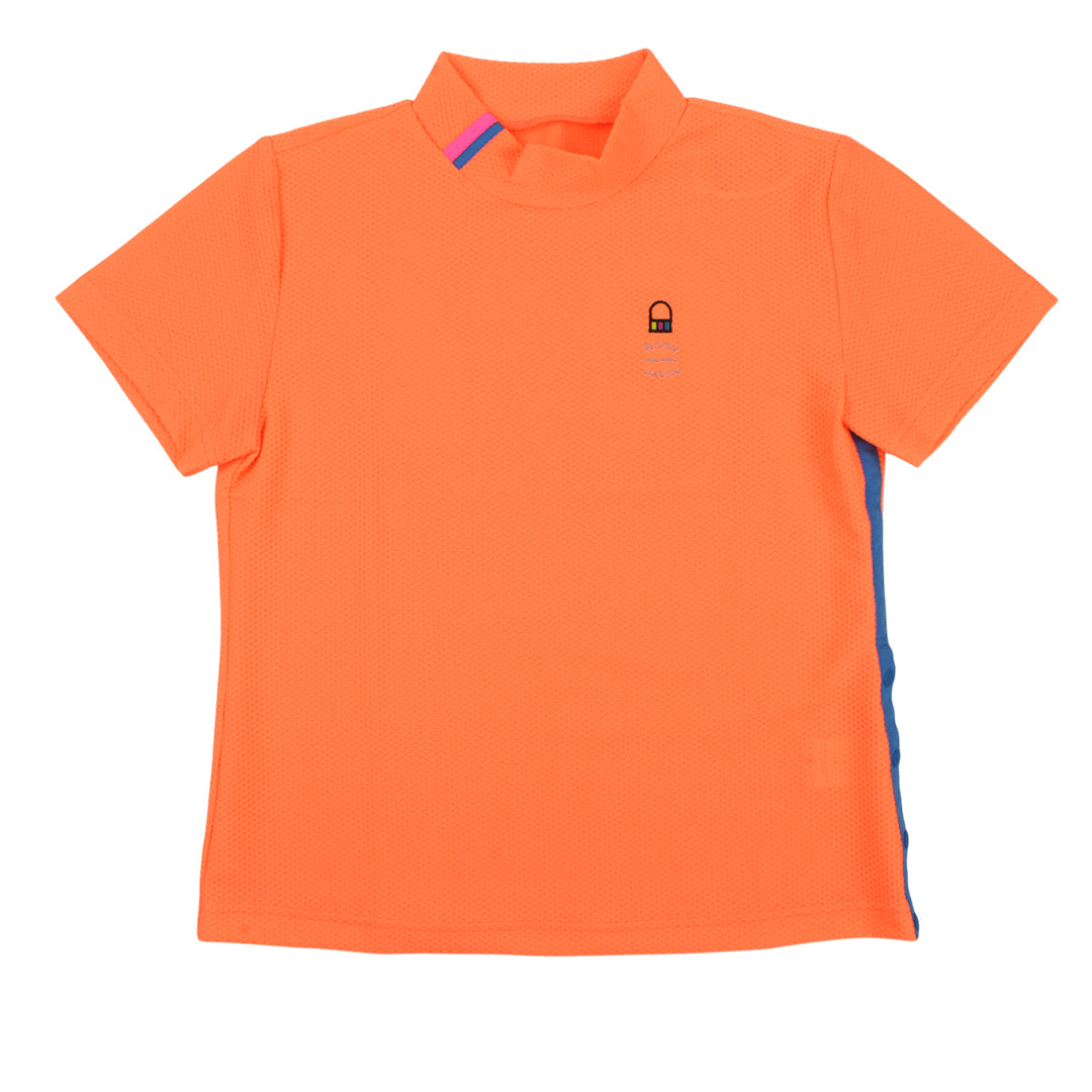 Ritmo Latino MILANO 2025 Spring/Summer Mock Short Sleeve Shirt, Mesh, Orange (RLT-RL01) 
