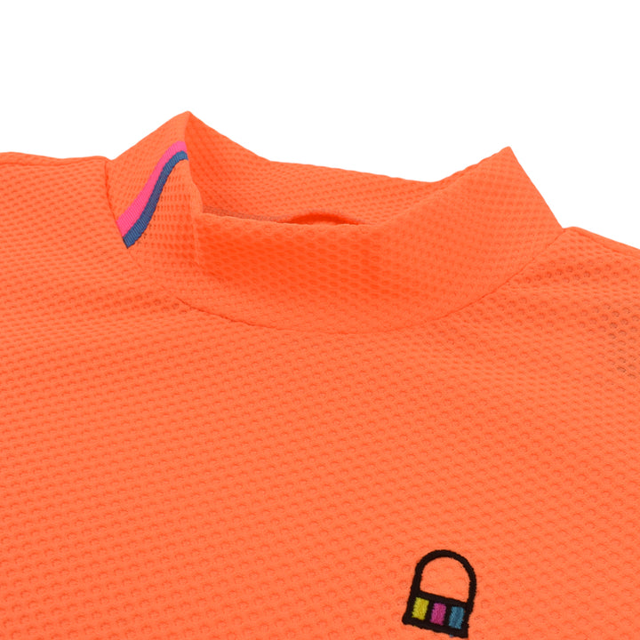 Ritmo Latino MILANO 2025 Spring/Summer Mock Short Sleeve Shirt, Mesh, Orange (RLT-RL01) 