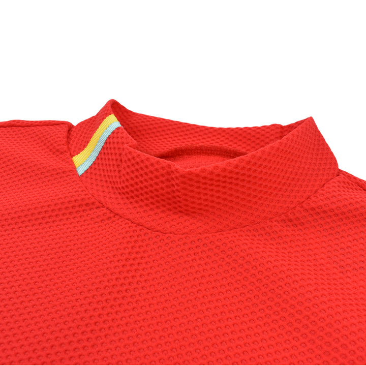 Ritmo Latino MILANO 2025 Spring/Summer Mock Short Sleeve Shirt, Mesh, Red (RLT-RL01) 