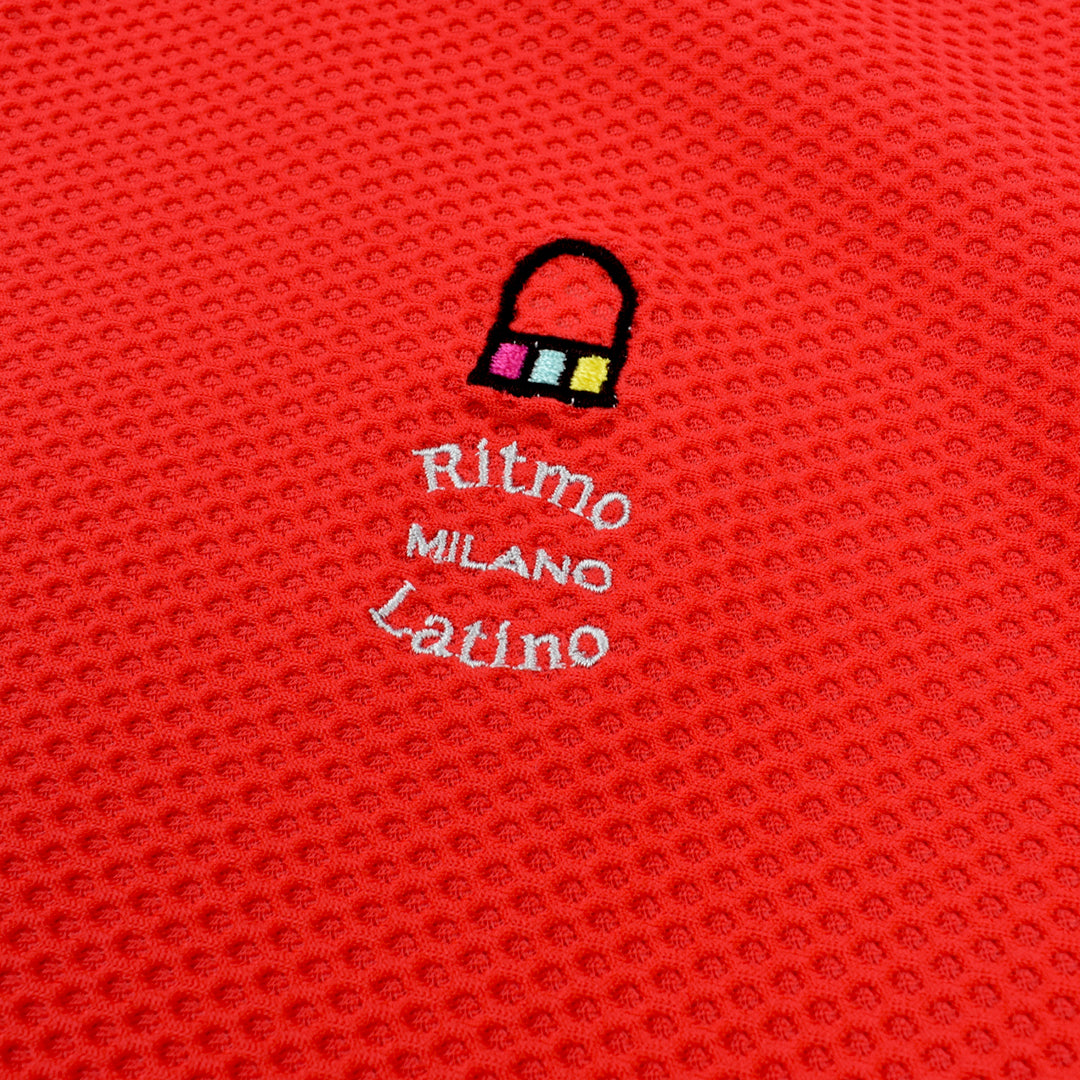 Ritmo Latino MILANO 2025 Spring/Summer Mock Short Sleeve Shirt, Mesh, Red (RLT-RL01) 