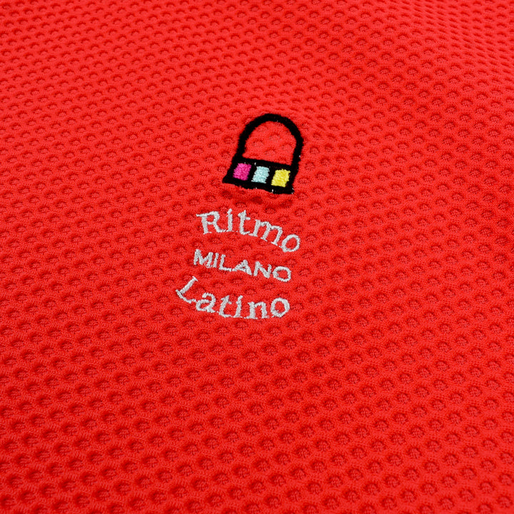 Ritmo Latino MILANO 2025 Spring/Summer Mock Short Sleeve Shirt, Mesh, Red (RLT-RL01) 