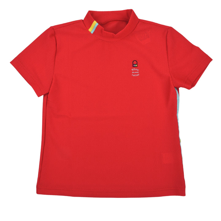Ritmo Latino MILANO 2025 Spring/Summer Mock Short Sleeve Shirt, Mesh, Red (RLT-RL01) 