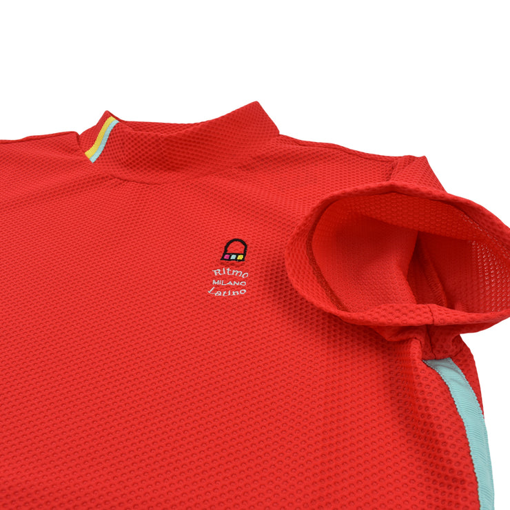 【Ritmo Latino MILANO】2025ss モック半袖シャツ メッシュ RED (RLT-RL01)