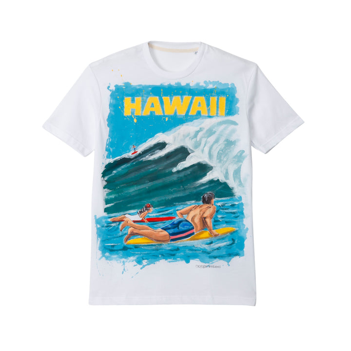【NOT PRINTED】T-shirt HAWAII ONDA WHITE (M)(L)