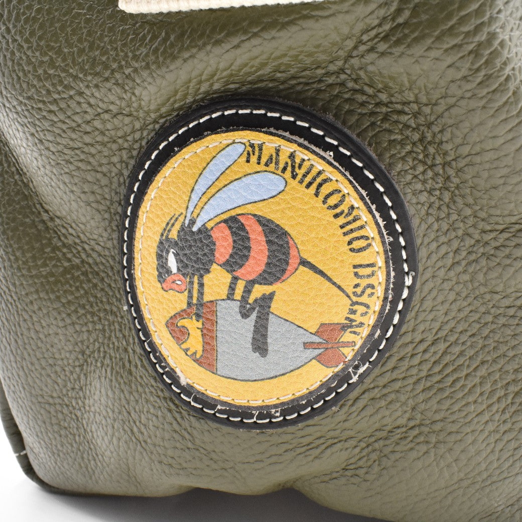 [MANIKOMIO DSGN]"38" PATCH / GENUINE LEATHER MILITARY GREEN