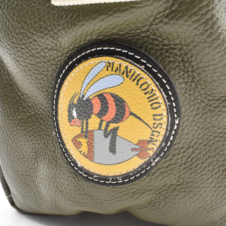 [MANIKOMIO DSGN]"38" PATCH / GENUINE LEATHER MILITARY GREEN