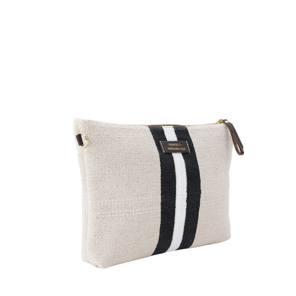 【MANIKOMIO DSGN】BIG POCHETTE / COTTON STRIPE BLACK