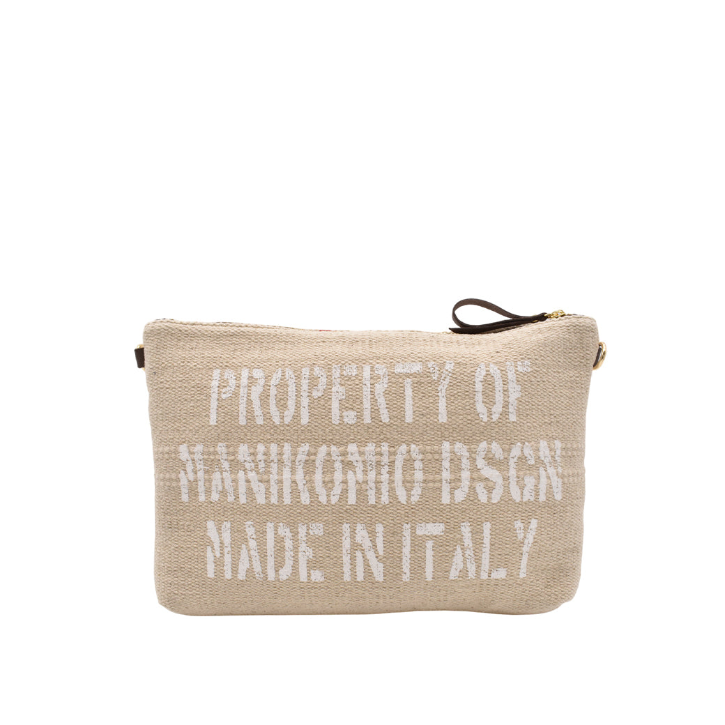 [MANIKOMIO DSGN] BIG POCHETTE / COTTON STRIPE ITALIAN FLAG