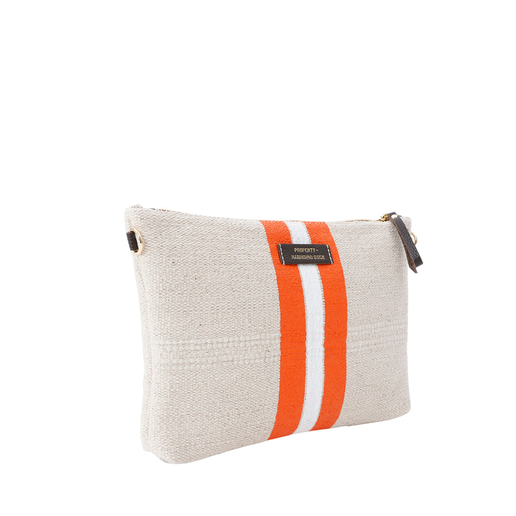 【MANIKOMIO DSGN】BIG POCHETTE / COTTON STRIPE ORANGE