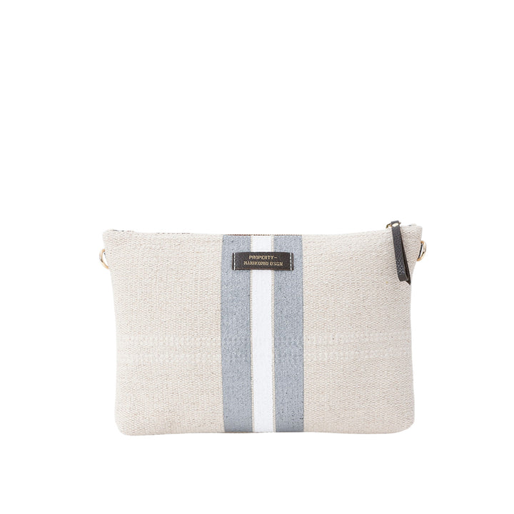【MANIKOMIO DSGN】BIG POCHETTE / COTTON STRIPE SILVER