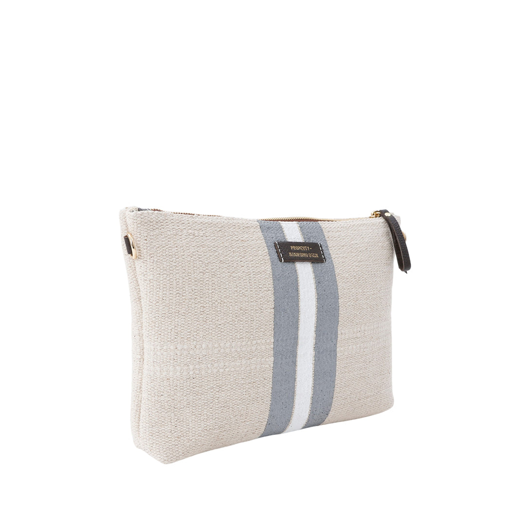 【MANIKOMIO DSGN】BIG POCHETTE / COTTON STRIPE SILVER
