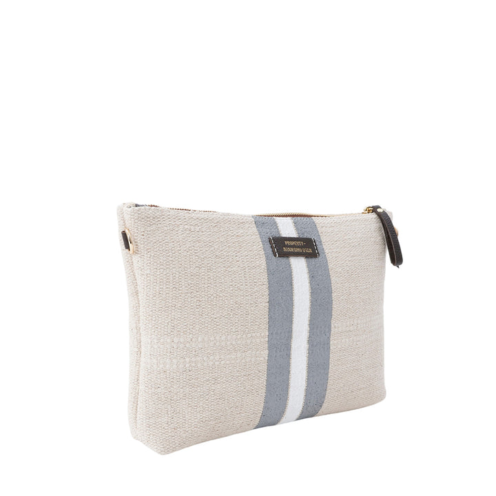 【MANIKOMIO DSGN】BIG POCHETTE / COTTON STRIPE SILVER