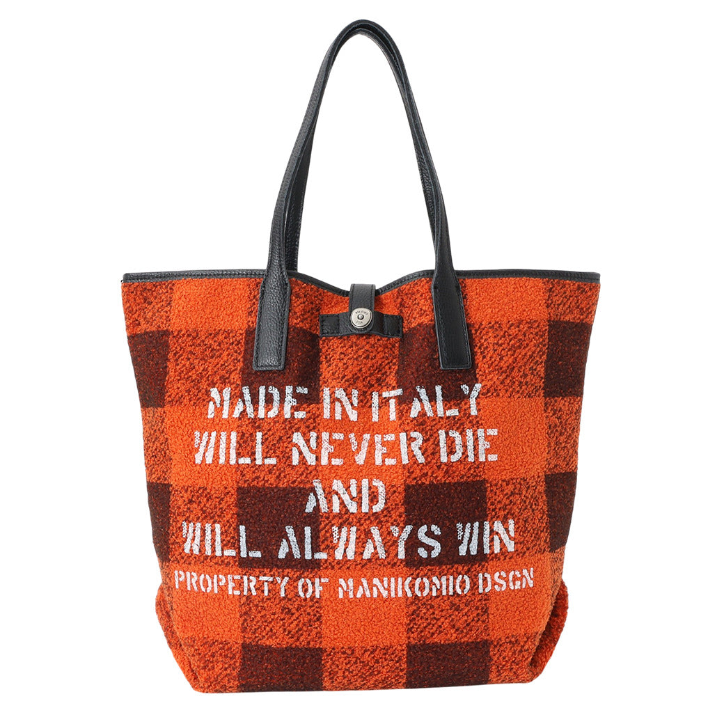 【MANIKOMIO DSGN】SHOPPING MIA / BUFFALO CHECK ORANGE/BLACK