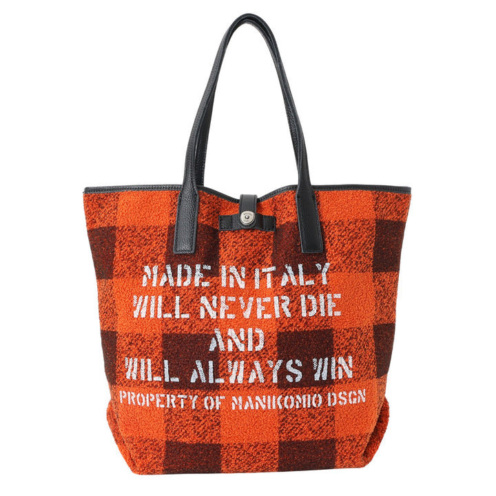 【MANIKOMIO DSGN】SHOPPING MIA / BUFFALO CHECK ORANGE/BLACK