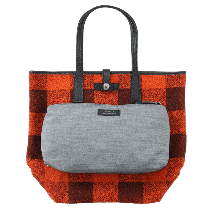 【MANIKOMIO DSGN】SHOPPING MIA / BUFFALO CHECK ORANGE/BLACK