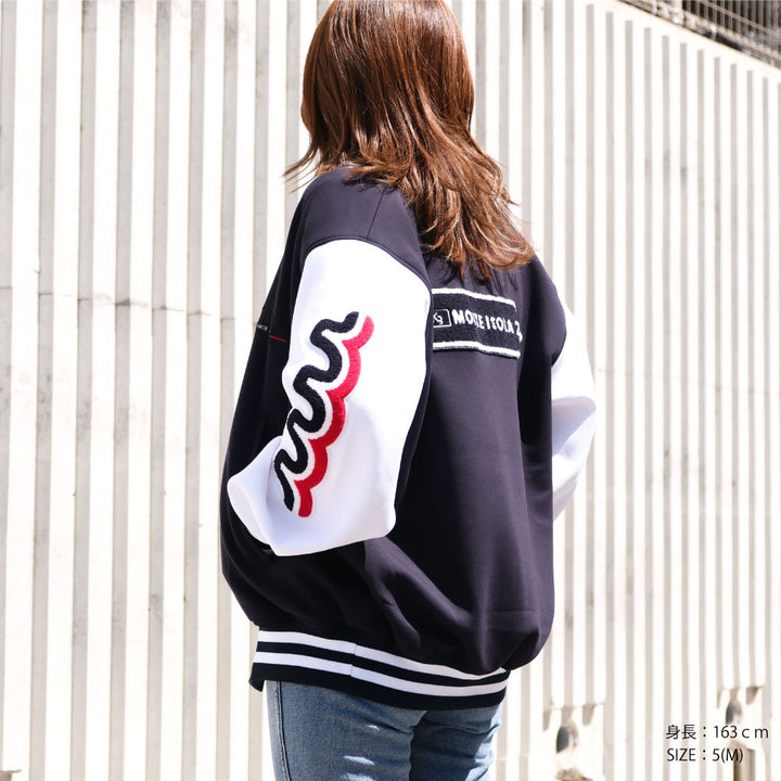 [L4K3 x muta] Stadium jacket [Navy x White] 