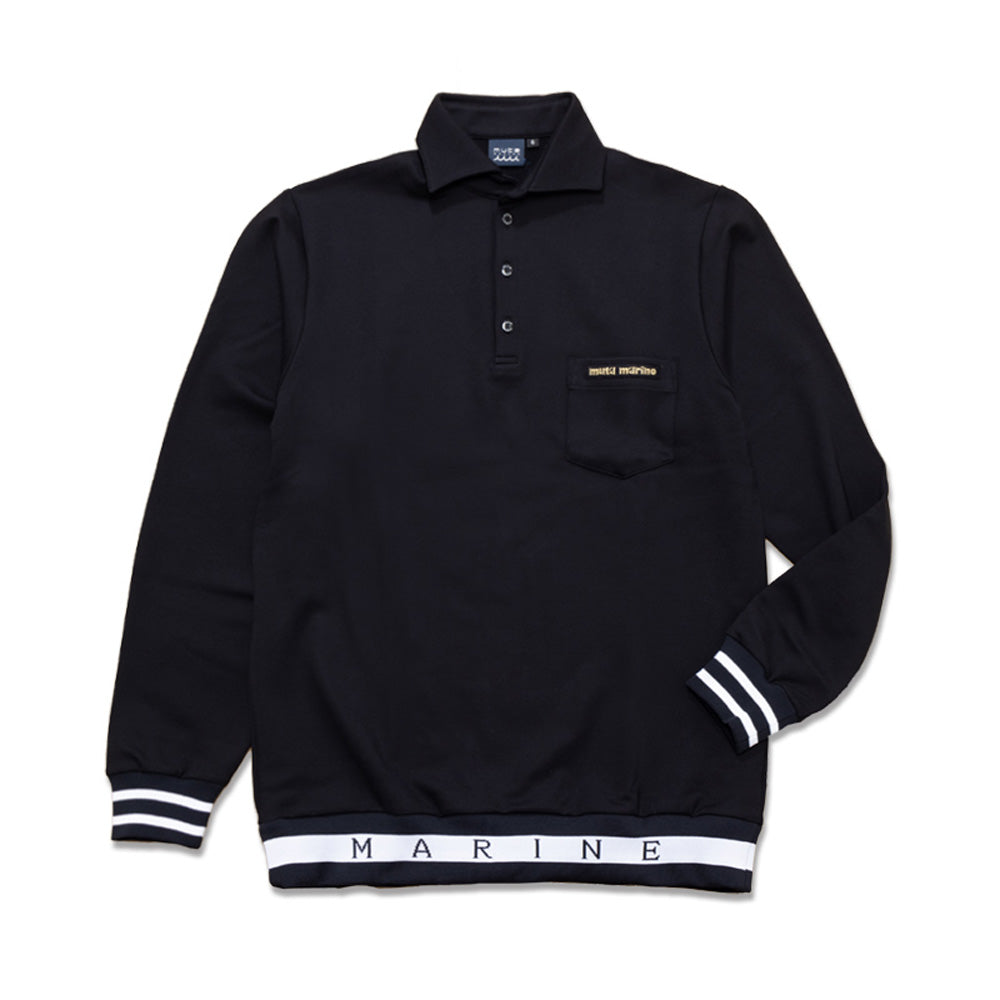 [MMJC-446171] Warm Ponte Hemrib Polo Shirt (Long Sleeve) BLACK