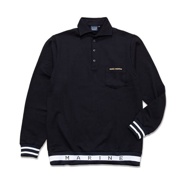 [MMJC-446171] Warm Ponte Hemrib Polo Shirt (Long Sleeve) BLACK
