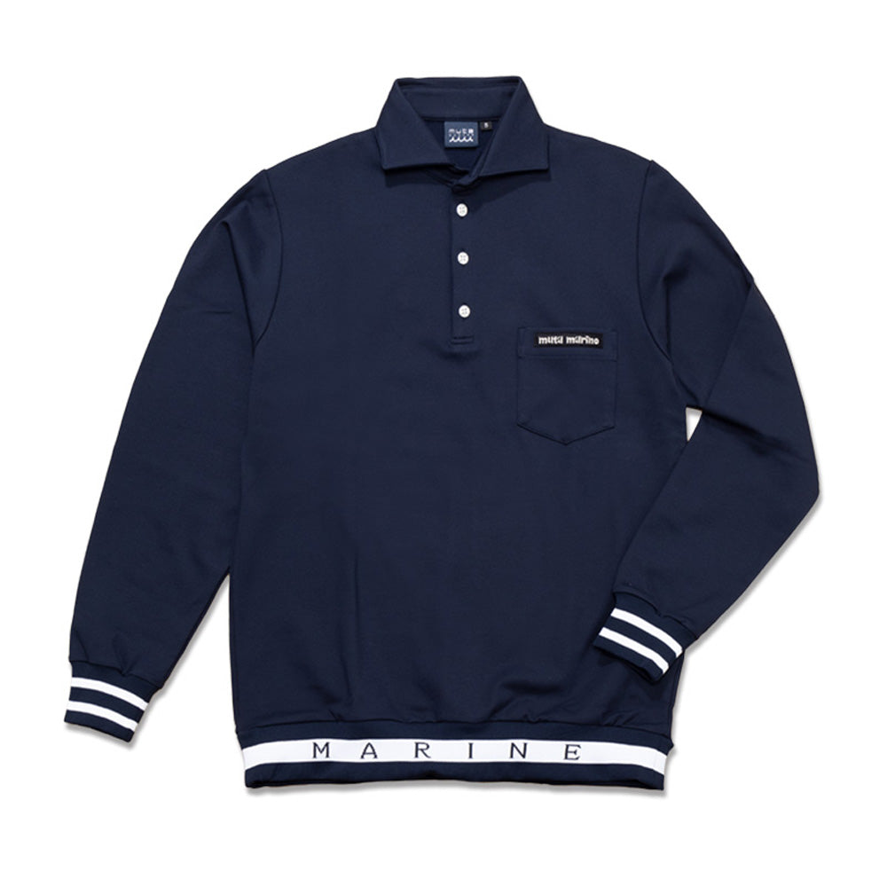 [MMJC-446171] Warm Ponte Hemrib Polo Shirt (Long Sleeve) NAVY
