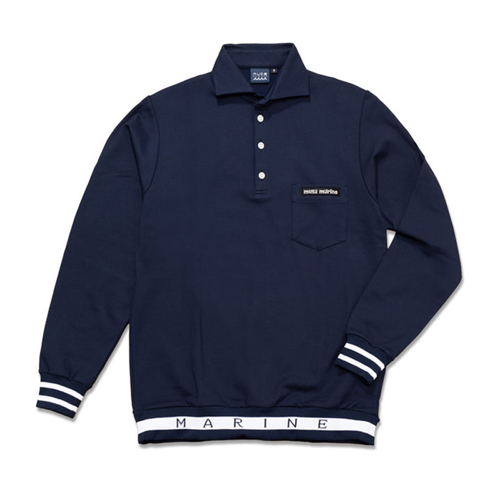 [MMJC-446171] Warm Ponte Hemrib Polo Shirt (Long Sleeve) NAVY