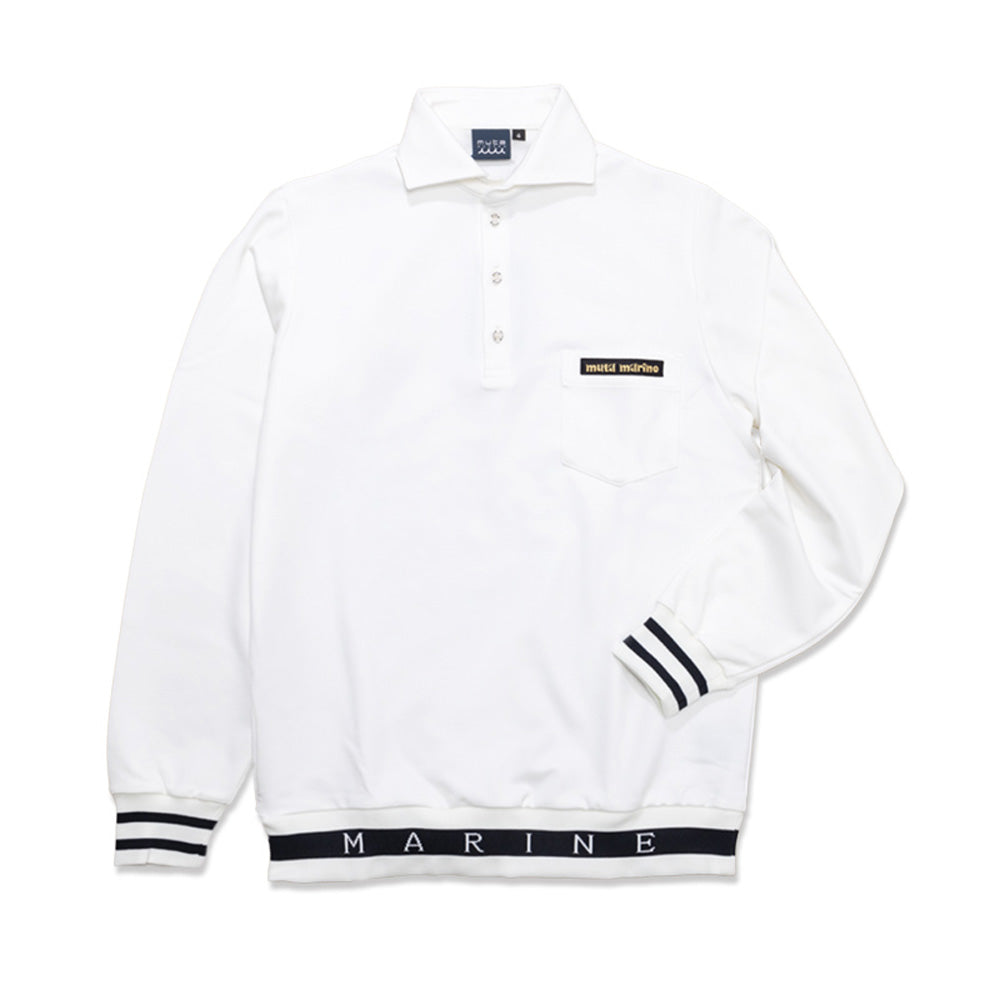[MMJC-446171] Warm Ponte Hemrib Polo Shirt (Long Sleeve) WHITE