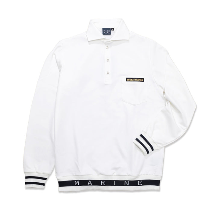 [MMJC-446171] Warm Ponte Hemrib Polo Shirt (Long Sleeve) WHITE