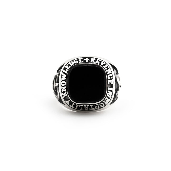 [N25ANE00010] SQUARE CELEBRATION RING WITH BLACK AGATE 