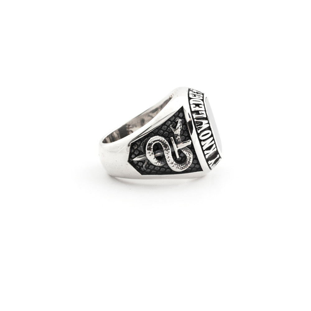 [N25ANE00010] SQUARE CELEBRATION RING WITH BLACK AGATE 
