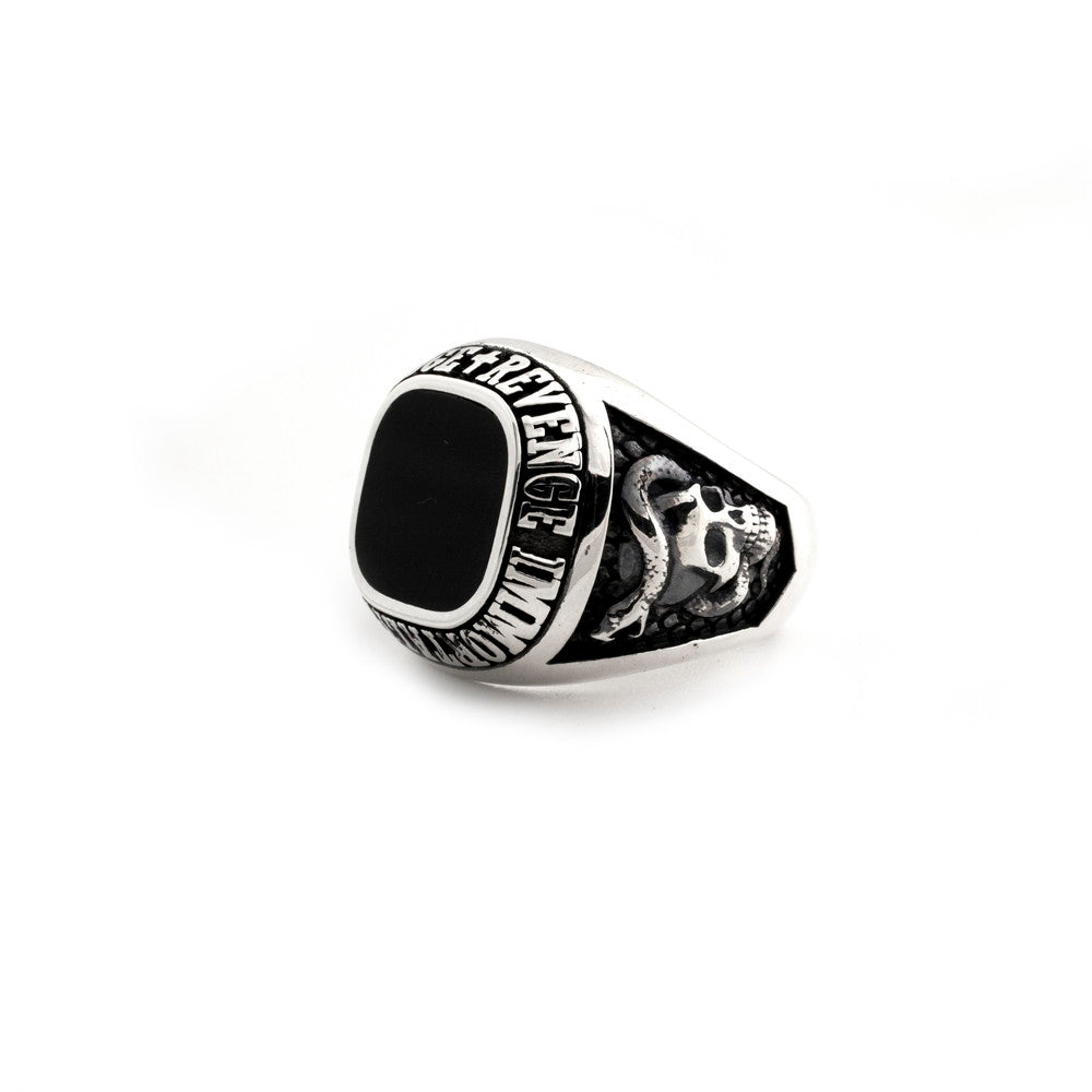 [N25ANE00010] SQUARE CELEBRATION RING WITH BLACK AGATE 