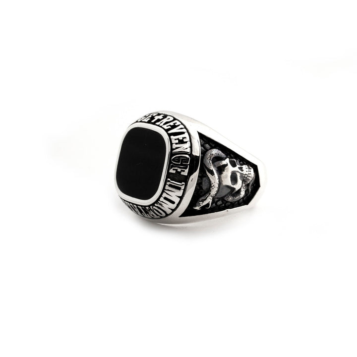 [N25ANE00010] SQUARE CELEBRATION RING WITH BLACK AGATE 