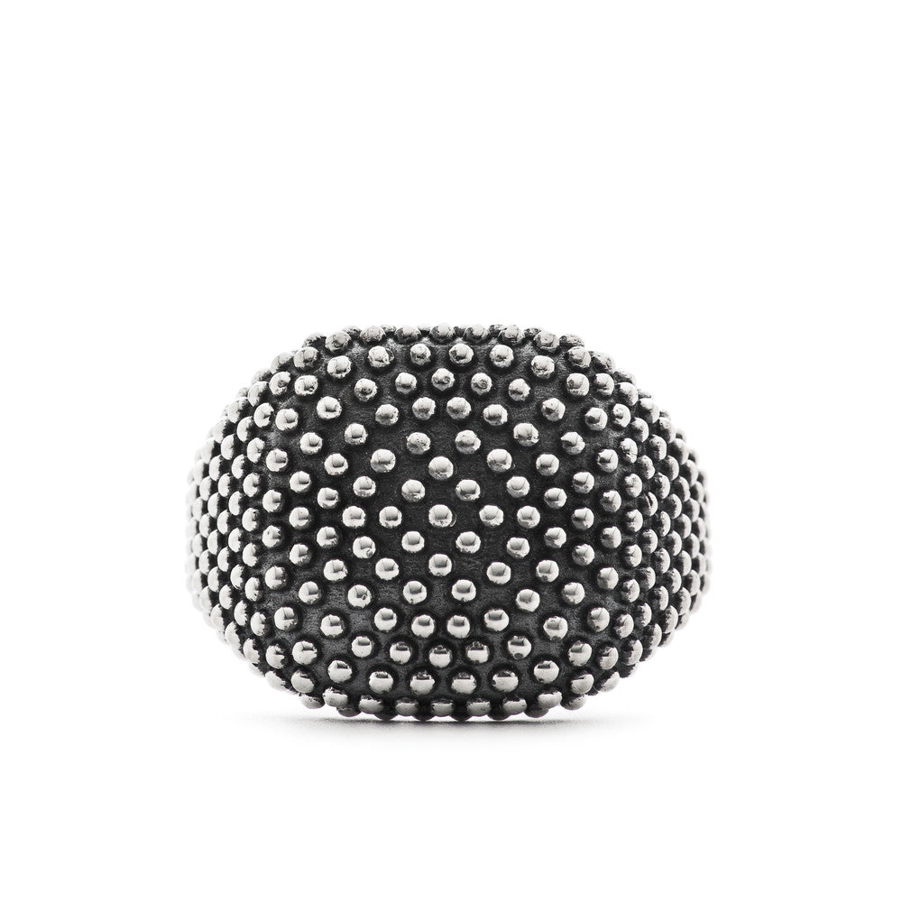 [N25ANE00061]DOTTED SQUARE SIGNET RING 