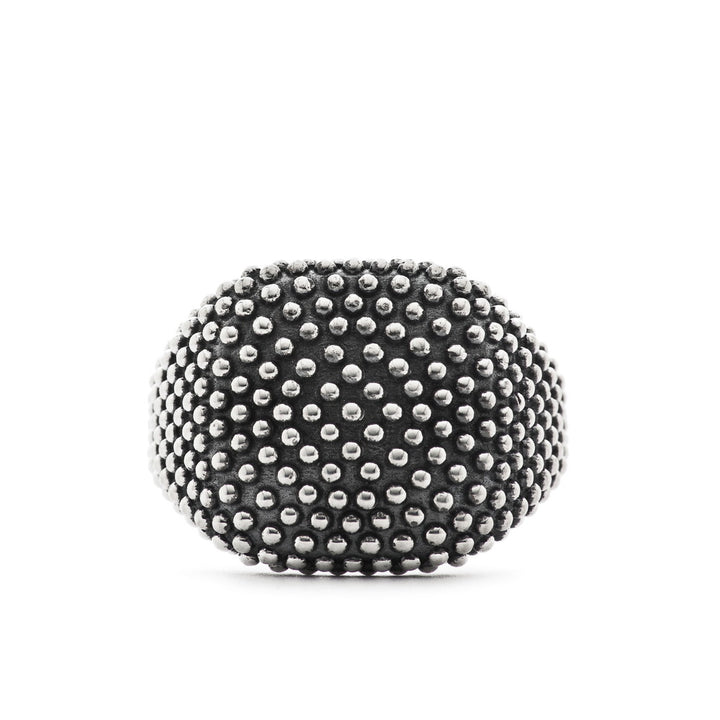 [N25ANE00061]DOTTED SQUARE SIGNET RING 