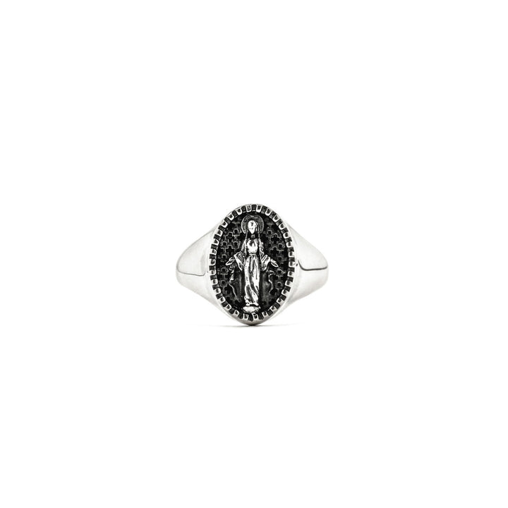 [N25ANE00065]OVAL VIRGIN MARY SIGNET RING 