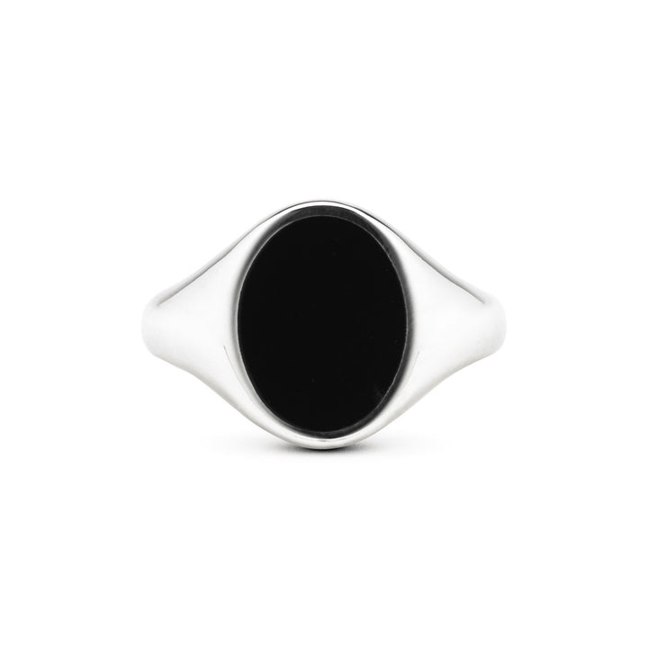 [N25ANE00067]OVAL BLACK ENAMEL SIGNET RING 