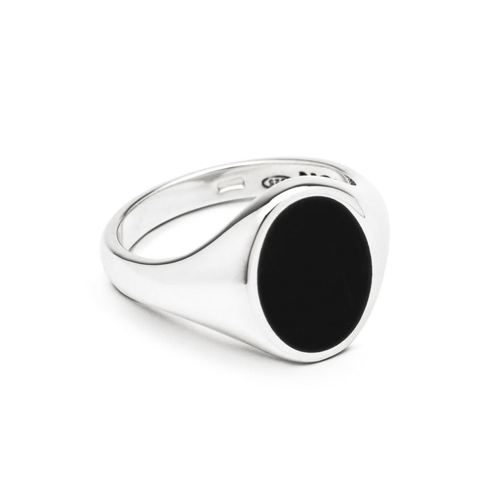 [N25ANE00067]OVAL BLACK ENAMEL SIGNET RING 