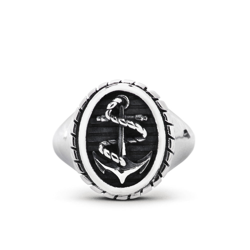 [N25ANE00154] ROPE &amp;amp; ANCHOR OVAL SIGNET RING 